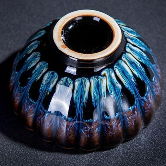 Golden Peacock Glazed Gradient Tea Cup - Picture 4 of 10